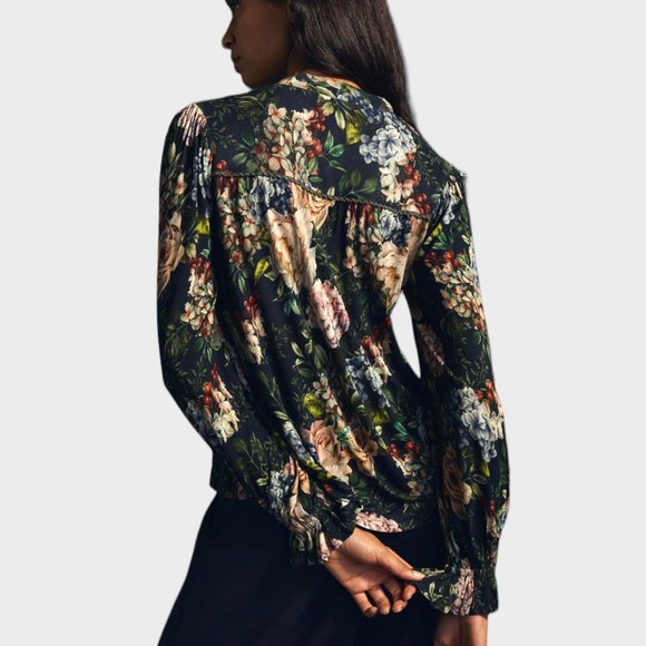 Anthropologie BL-NK Stephanie Long Sleeve Floral Top Blouse Women's Size XS - Picture 2 of 14
